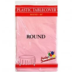Party Dimensions Tablecloths & Placemats TableCloth Plastic Disposable Round Pink 84''