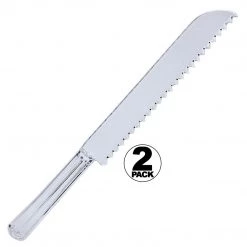 Lillian Tablesettings Plastic Serrated Cake Knife Set Clear 11"