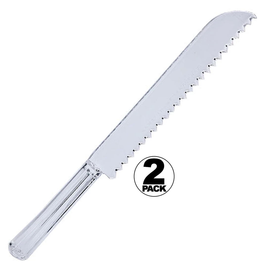 Lillian Tablesettings Plastic Serrated Cake Knife Set Clear 11" 1 Lillian Tablesettings Plastic Serrated Cake Knife Set Clear 11"