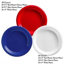 Nicole Fantini Collection American Flag Themed Red White And Blue Disposable Party Plastic Plates Sets