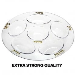 Blue Sky Elegant Trays Seder Plate Clear & Gold Plastic Platter EXTRA STRONG QUALITY