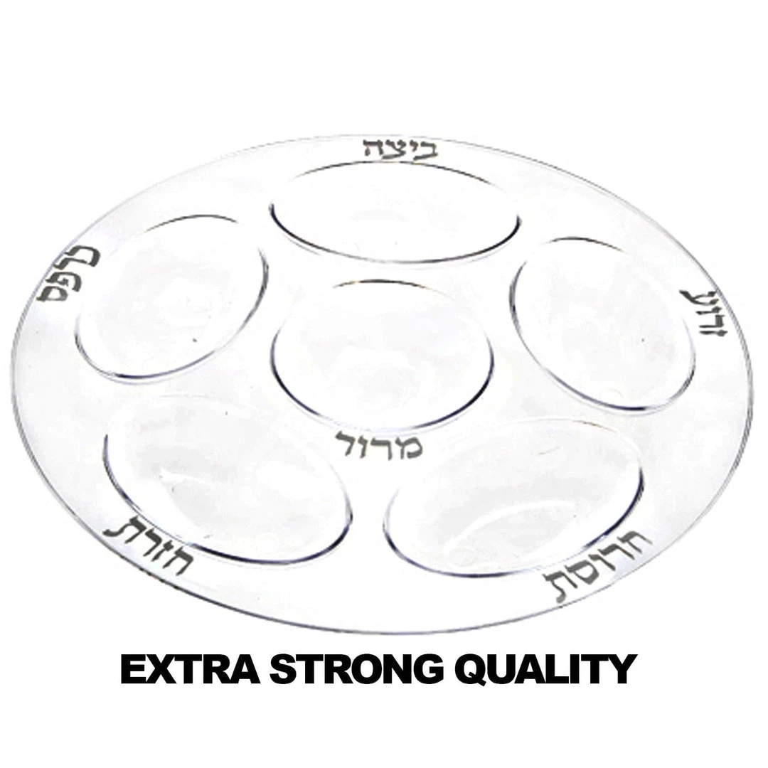 Blue Sky Elegant Trays Seder Plate White & Silver Plastic Platter EXTRA STRONG QUALITY 1 Blue Sky Elegant Trays Seder Plate White & Silver Plastic Platter EXTRA STRONG QUALITY
