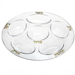 Blue Sky Elegant Trays Seder Plate Clear & Gold Plastic Platter EXTRA STRONG QUALITY