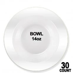 Lillian Premium Quality Heavyweight Like Plastic Bowls White Pearl 14 Oz Elegant Plates