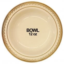Decorline Clearance Sale SALE Prestige Collection Plastic Soup Bowls Cream Gold 12 Oz 10CT