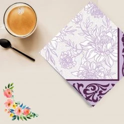 OnlyOneStopShop Purple Petal Pride Disposable Lunch Paper Napkins 20 Ct