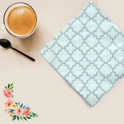 Decorline Elegant Napkins Quattrefoil White/Silver Lunch Napkins 20 Ct