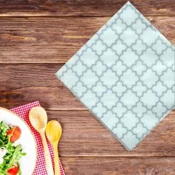 Decorline Elegant Napkins Quattrefoil White/Silver Lunch Napkins 20 Ct