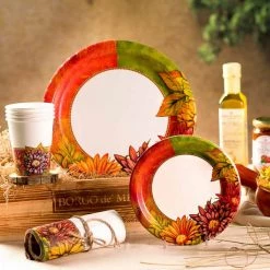 Hanna K Floral Art Premium Heavyweight Dinner Paper Plates 10" Thanksgiving