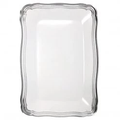 Decorline Aristocrat Collection Rectangle Serving Trays White & Silver 13β X 9β Elegant Plates