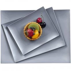 Lillian Tablesettings SALE Rectangular Plastic Appetizer Plates Silver 7.5" 10 Pack Clearance Sale