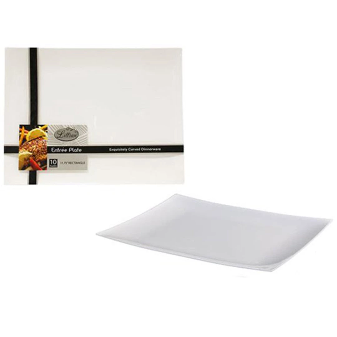 Lillian Tablesettings Elegant Plates Rectangular Plastic Entree Plates Pearl 11.75" 3 Lillian Tablesettings Elegant Plates Rectangular Plastic Entree Plates Pearl 11.75"