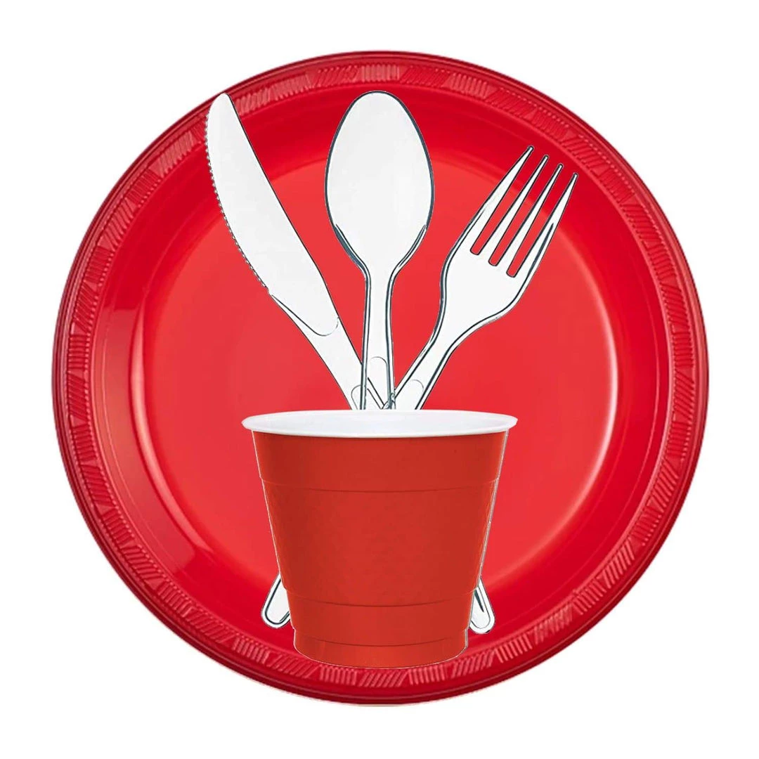 Hanna K. Signature Plastic Plates Red 9" 4 Hanna K. Signature Plastic Plates Red 9"