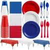 Nicole Fantini Collection American Flag Themed Red White And Blue Disposable Party Plastic Plates Sets