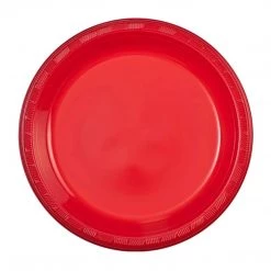 Party Dimensions Plastic Plates Red Round Plastic Plate 9"