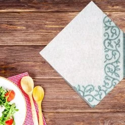 Decorline Romantic Border White/Silver Cocktail Napkins 20 Ct