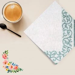 Decorline Romantic Border White/Silver Mini Cocktail Napkins 20 Ct Elegant Napkins