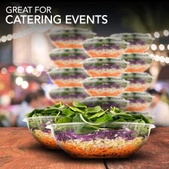 OnlyOneStopShop 64 Oz Salad To-Go Containers - Clear Plastic Disposable Salad Containers Bowls With Airtight Lids