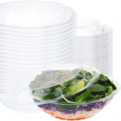 OnlyOneStopShop 64 Oz Salad To-Go Containers - Clear Plastic Disposable Salad Containers Bowls With Airtight Lids