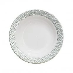 Decorline Hammered Collection Soup Bowls White Silver 12 Oz