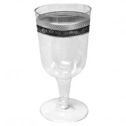 Decorline SALE Royal Collection Wine Cups Black Silver 10 Oz 10 Count