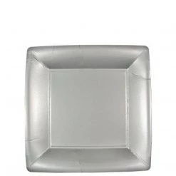 Lillian SALE Solid Silver Square Paper Plates 7" 24 Count