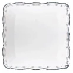 Decorline Elegant Plates Aristocrat Collection Square Serving Trays White & Silver 12β X 12β