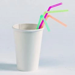 Party Dimensions Straws Flexible Neon Multi-Colored 8.5-9.5 Inches