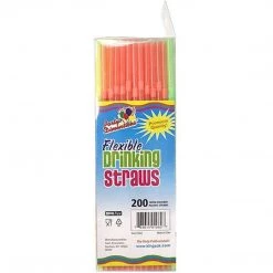 Party Dimensions Straws Flexible Neon Multi-Colored 8.5-9.5 Inches