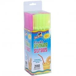 Party Dimensions Straws Flexible Neon Multi-Colored 8.5-9.5 Inches