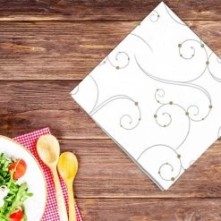 Hanna K Signature Elegant Napkins SALE Swirls & Pearls Lunch Napkins 40 Count
