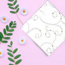 Hanna K Signature Swirls & Pearls Beverage Napkins 75 Count Elegant Napkins