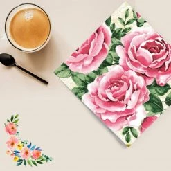 Nicole Fantini Collection Trio Of Roses Disposable Lunch Paper Napkins 20 Ct Elegant Napkins