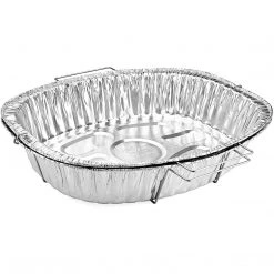 Nicole Collection Disposable Aluminum Oval Roaster Handle Rack Roaster 18.25
