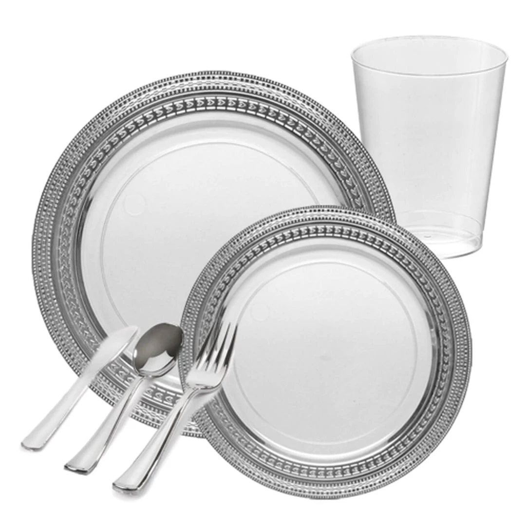Decorline Clearance Sale SALE Symphony Collection Salad Dessert Plates White Silver 7" 10Ct 2 Decorline Clearance Sale SALE Symphony Collection Salad Dessert Plates White Silver 7" 10Ct
