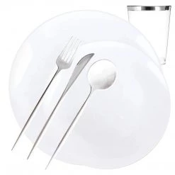 Decorline Elegant Party Sets Organic Collection White Dinner Plate Tableware Package Set