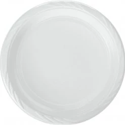 Blue Sky White Lightweight Plastic Dinner Plates 10"