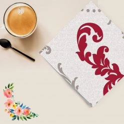 Nicole Fantini Collection Wine Fleur-de-lis Disposable Lunch Paper Napkins 20 Ct