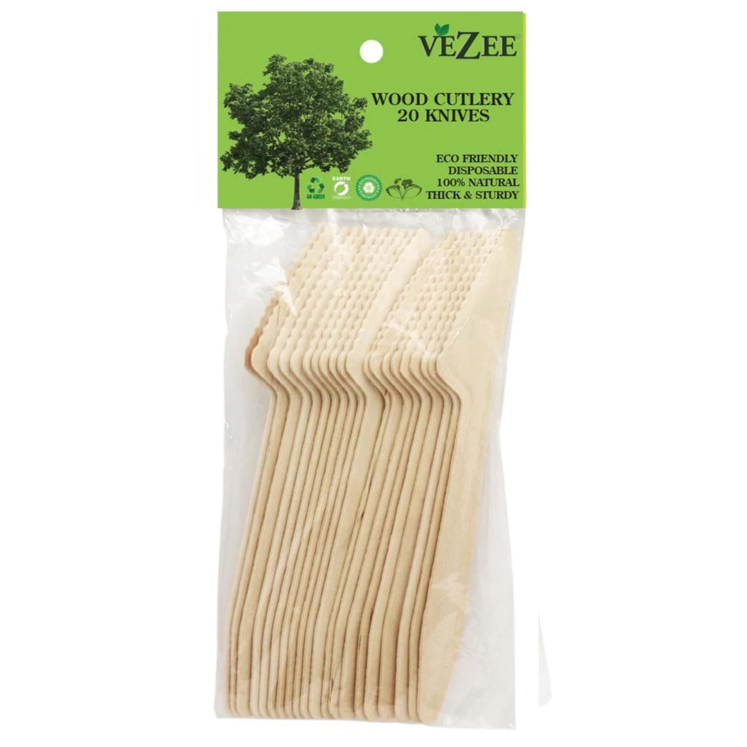 Nicole Fantini Collection VEZEE BIRCHWOOD CUTLERY KNIVES 20CT Plastic Cutlery 2 Nicole Fantini Collection VEZEE BIRCHWOOD CUTLERY KNIVES 20CT Plastic Cutlery