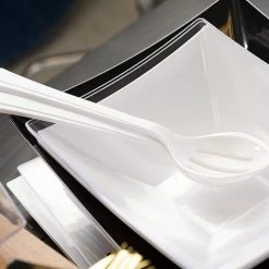 Lillian Serving Utensils Pearl Plastic Slotted Salad Heavy Weight Serving Spoon 12