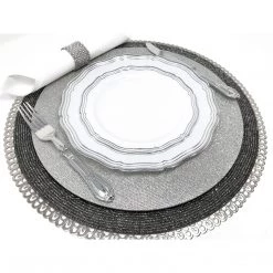 Decorline Aristocrat Collections Dinner Plate White & Silver 10.25