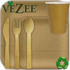Nicole Fantini Collection SALE Vezee Bamboo Disposable Dinner Plates Square Size 9