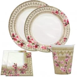 Hanna K Signature SALE Burlap Blossom Coated Paper Salad Plates 7
