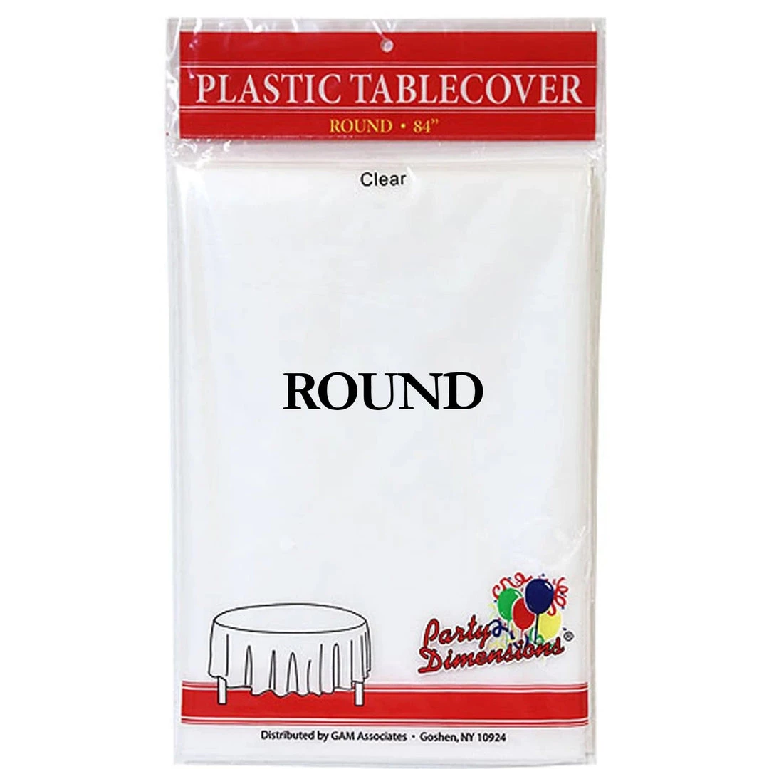 Party Dimensions TableCloth Plastic Disposable Round Clear 84'' Tablecloths & Placemats 1 Party Dimensions TableCloth Plastic Disposable Round Clear 84'' Tablecloths & Placemats