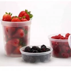 Nicole Collection Deli Storage Containers Extra Strong Quality Round Plastic Container With Lid 24 Oz