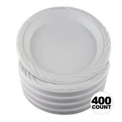 Blue Sky White Light Weight Plastic Plates 9"