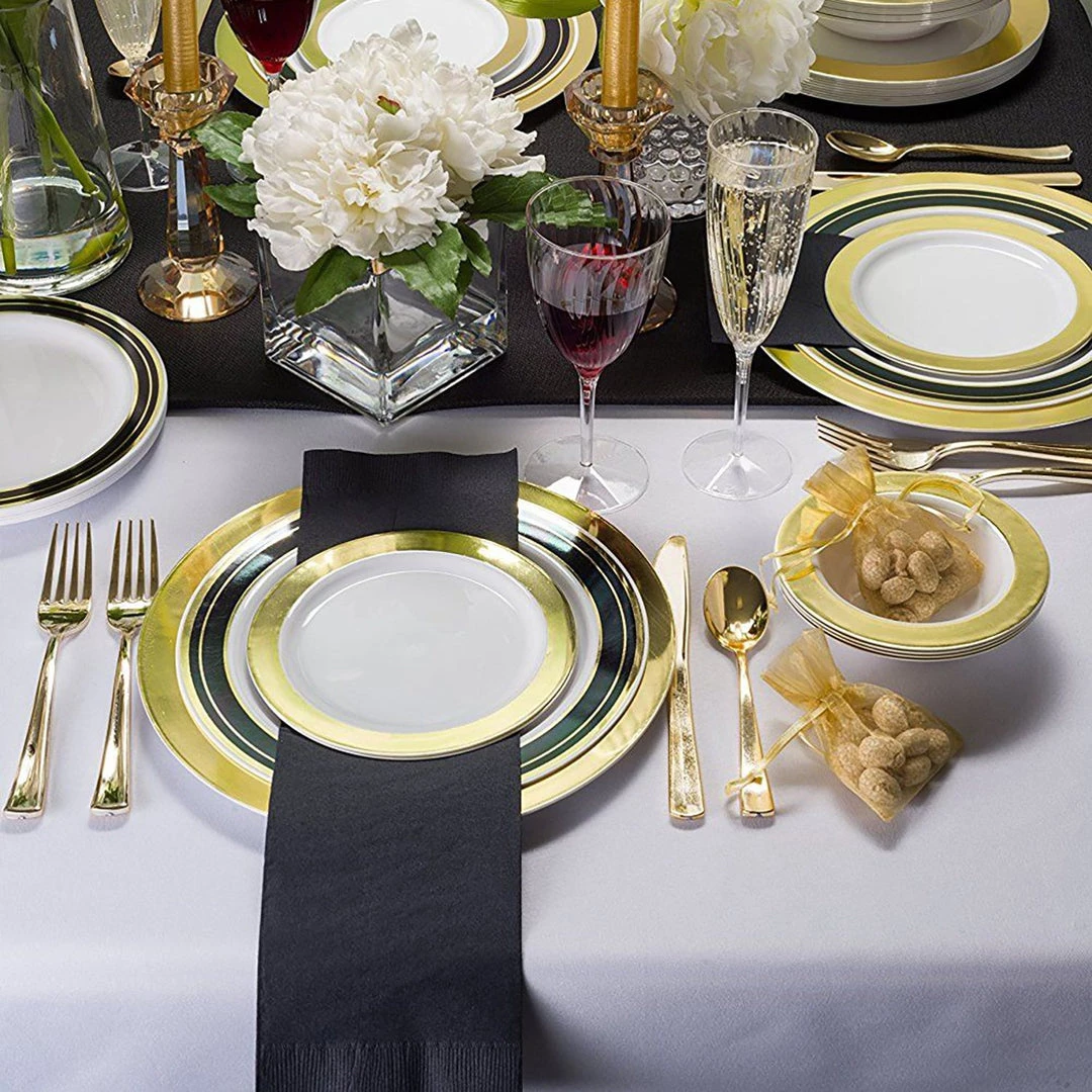 Lillian Cutlery Silverware Extra Heavyweight Plastic Disposable Flatware Combo Gold 96 Pieces 2 Lillian Cutlery Silverware Extra Heavyweight Plastic Disposable Flatware Combo Gold 96 Pieces