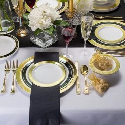 Lillian Cutlery Silverware Extra Heavyweight Disposable Flatware Combo Gold 160 Pieces