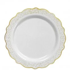 Decorline Clearance Sale SALE Confetti Collections Plate White Gold 8.5" 10CT