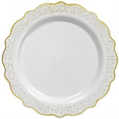 Decorline Elegant Plates Confetti Collections Plate White Gold 9.5"